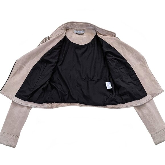 Dallin Chase Suede Leather Moto Jacket With Gold Trim Size Small - Picture 7 of 13